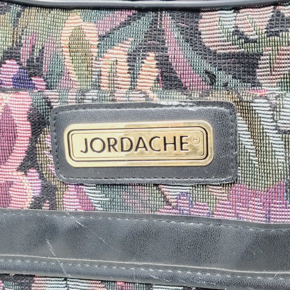 Jordache Vintage Pink Floral Woven Overnight Carry On Luggage Travel Bag Strap - Picture 2 of 14